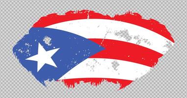 Puerto Rico national flag with distressed stroke brush effect on isolated background vector