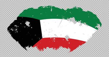 Kuwait national flag with distressed stroke brush effect on isolated background vector