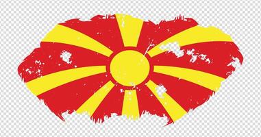 North Macedonia national flag with distressed stroke brush effect on isolated background vector