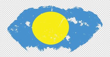 Palau national flag with distressed stroke brush effect on isolated background vector