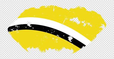 Brunei national flag with distressed stroke brush effect on isolated background vector