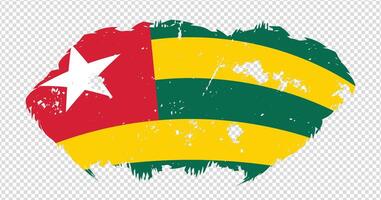 Togo national flag with distressed stroke brush effect on isolated background vector