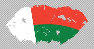 Madagascar national flag with distressed stroke brush effect on isolated background vector