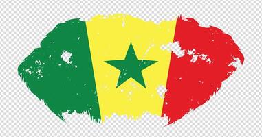 Senegal national flag with distressed stroke brush effect on isolated background vector