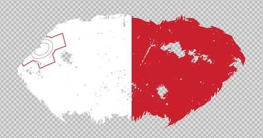 Malta national flag with distressed stroke brush effect on isolated background vector