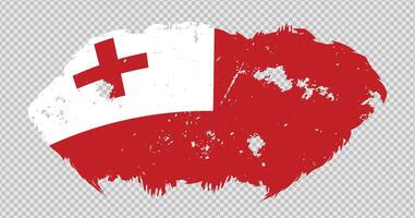 Tonga national flag with distressed stroke brush effect on isolated background vector