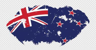 New Zealand national flag with distressed stroke brush effect on isolated background vector