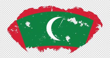 Maldives national flag with distressed stroke brush effect on isolated background vector