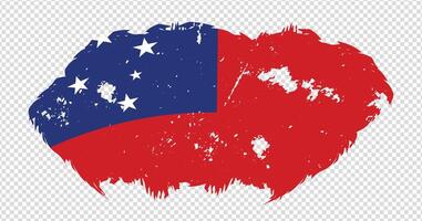 Samoa national flag with distressed stroke brush effect on isolated background vector