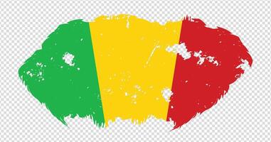 Mali national flag with distressed stroke brush effect on isolated background vector