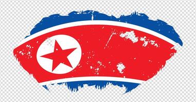 North Korea national flag with distressed stroke brush effect on isolated background vector