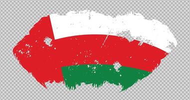 Oman national flag with distressed stroke brush effect on isolated background vector
