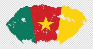Cameroon national flag with distressed stroke brush effect on isolated background vector
