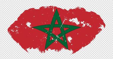 Morocco national flag with distressed stroke brush effect on isolated background vector