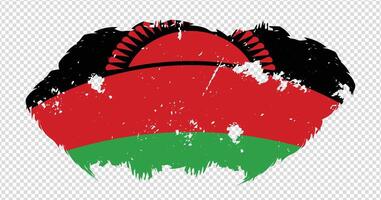 Malawi national flag with distressed stroke brush effect on isolated background vector
