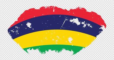 Mauritius national flag with distressed stroke brush effect on isolated background vector