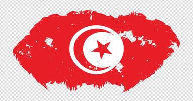Tunisia national flag with distressed stroke brush effect on isolated background vector