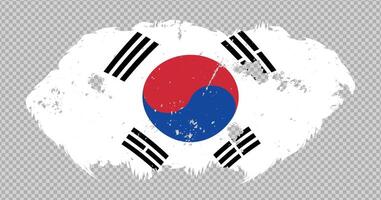 South Korea national flag with distressed stroke brush effect on isolated background vector