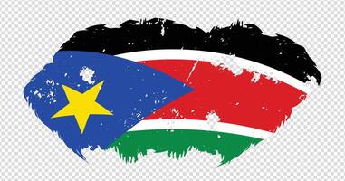 South Sudan national flag with distressed stroke brush effect on isolated background vector