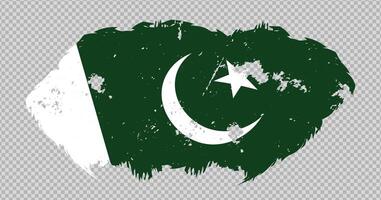 Pakistan national flag with distressed stroke brush effect on isolated background vector