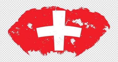 Switzerland national flag with distressed stroke brush effect on isolated background vector