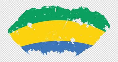 Gabon national flag with distressed stroke brush effect on isolated background vector