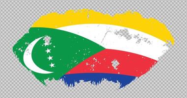 Comoros national flag with distressed stroke brush effect on isolated background vector