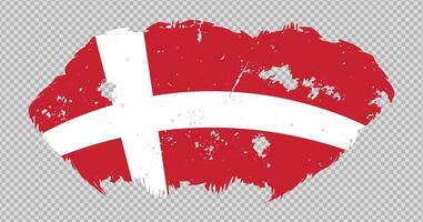 Denmark national flag with distressed stroke brush effect on isolated background vector