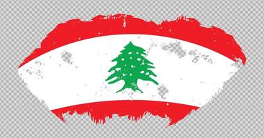 Lebanon national flag with distressed stroke brush effect on isolated background vector