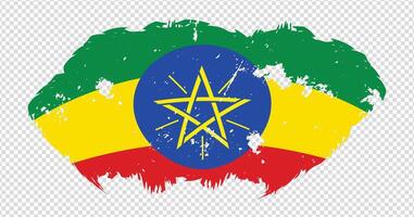 Ethiopia national flag with distressed stroke brush effect on isolated background vector