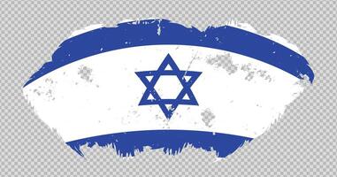 Israel national flag with distressed stroke brush effect on isolated background vector