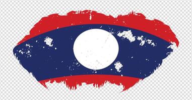 Laos national flag with distressed stroke brush effect on isolated background vector