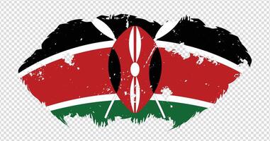 Kenya national flag with distressed stroke brush effect on isolated background vector
