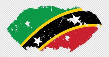 Saint Kitts And Nevis national flag with distressed stroke brush effect on isolated background vector