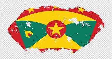 Grenada national flag with distressed stroke brush effect on isolated background vector