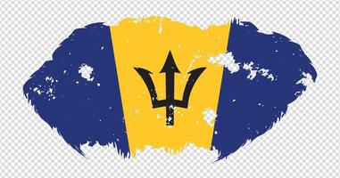 Barbados national flag with distressed stroke brush effect on isolated background vector
