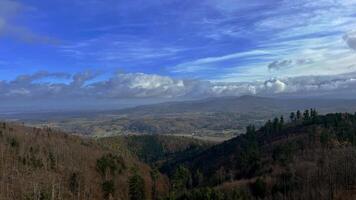 Autumn in the mountains, autumn mountains from above. Drone view. photo