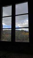 Old windows in the castle, view from the inside Poland photo