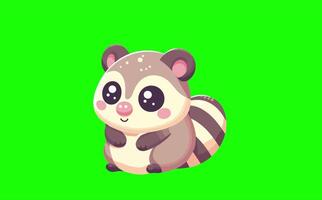 Cute Cuscus Moving in Place with Smiling Face Green Screen Animation video