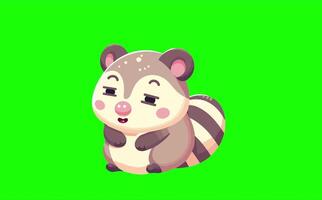 Cute Cuscus Tired Yet Flirtatious Expression Green Screen Animation video