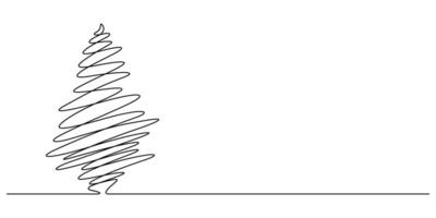 christmas tree line art continuous drawing minimalism vector