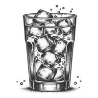 A glass of ice water with cubes in it vector