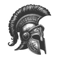 An illustration of a spartan helmet vector