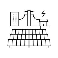 grid integration solar panel line icon illustration vector