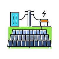 grid integration solar panel color icon illustration vector