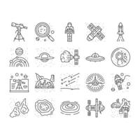 space exploration planet icons set vector