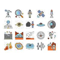 space exploration planet icons set vector