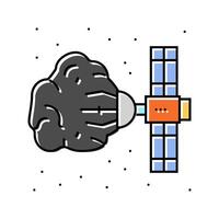 asteroid mining space exploration color icon illustration vector