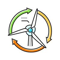 blades rotation wind turbine color icon illustration vector