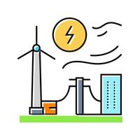 power integration wind turbine color icon illustration vector